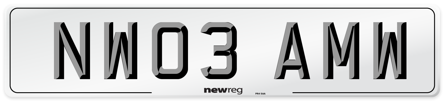 NW03 AMW Number Plate from New Reg